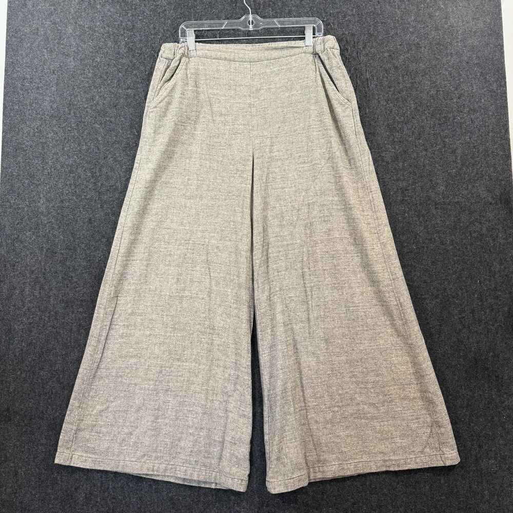 CP Shades Wendy Pants Women's Large Beige Cotton Tweed Wide Leg Pull On